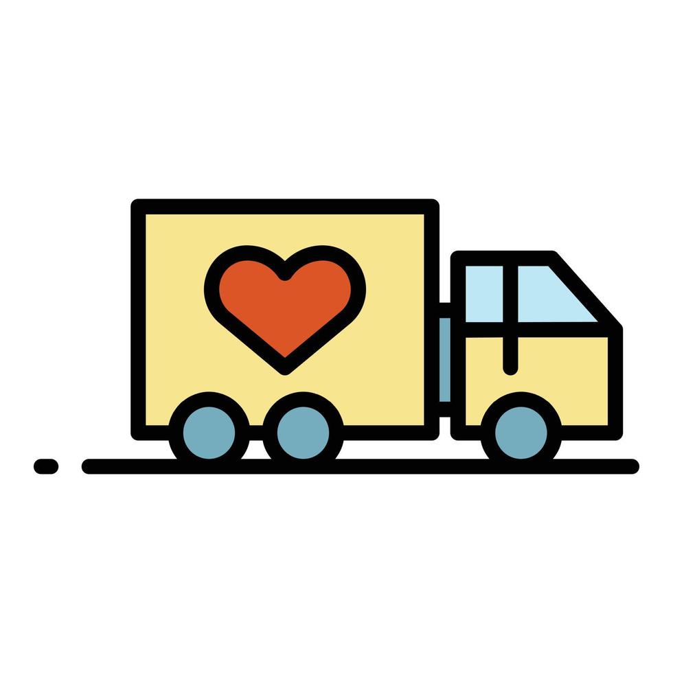 Volunteering truck icon color outline vector