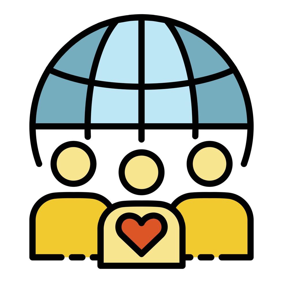 Global people charity icon color outline vector