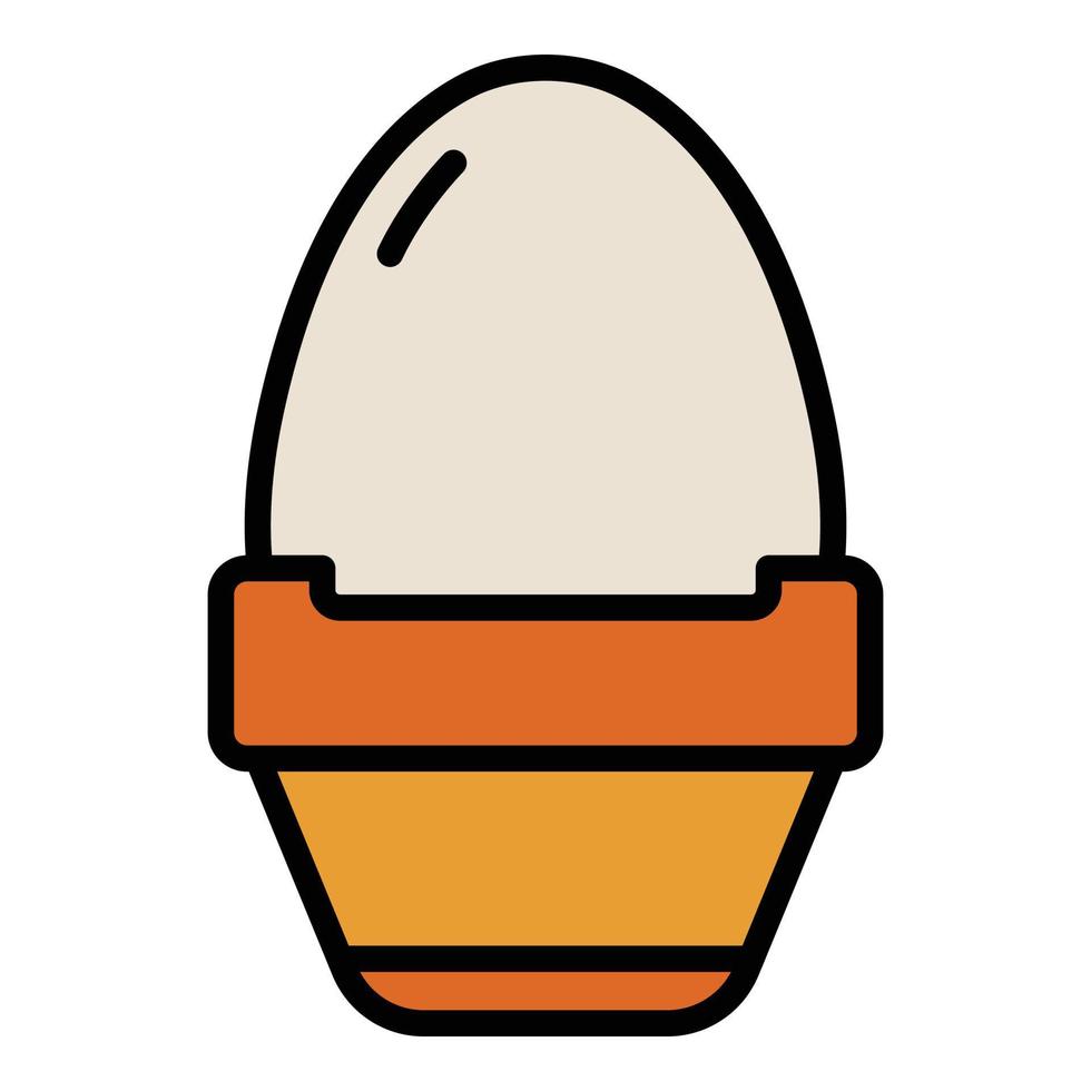 vector de contorno de color de icono de huevo entero