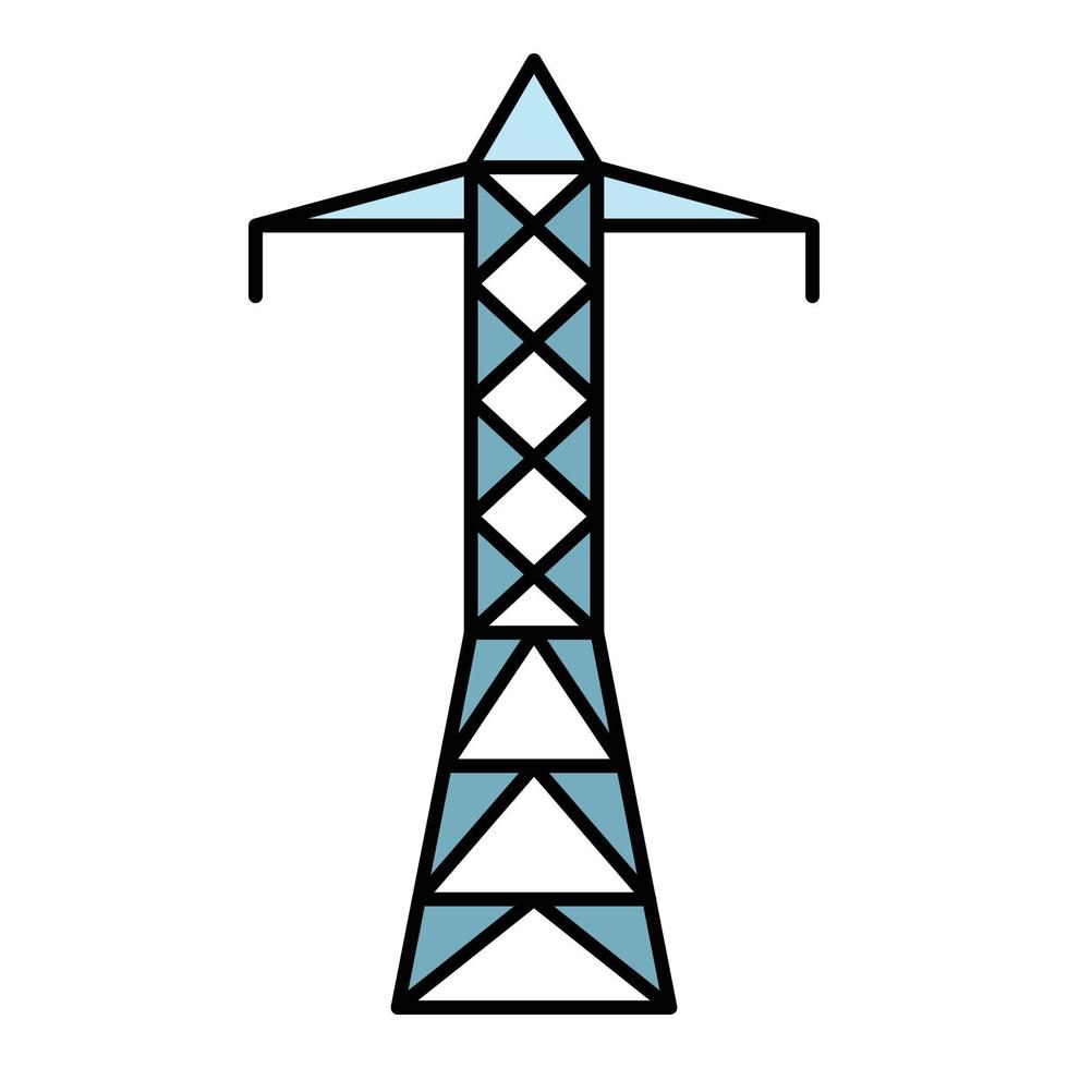 Metal electric tower icon color outline vector