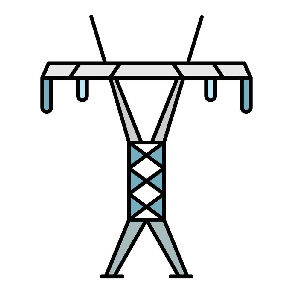 Modern electric tower icon color outline vector