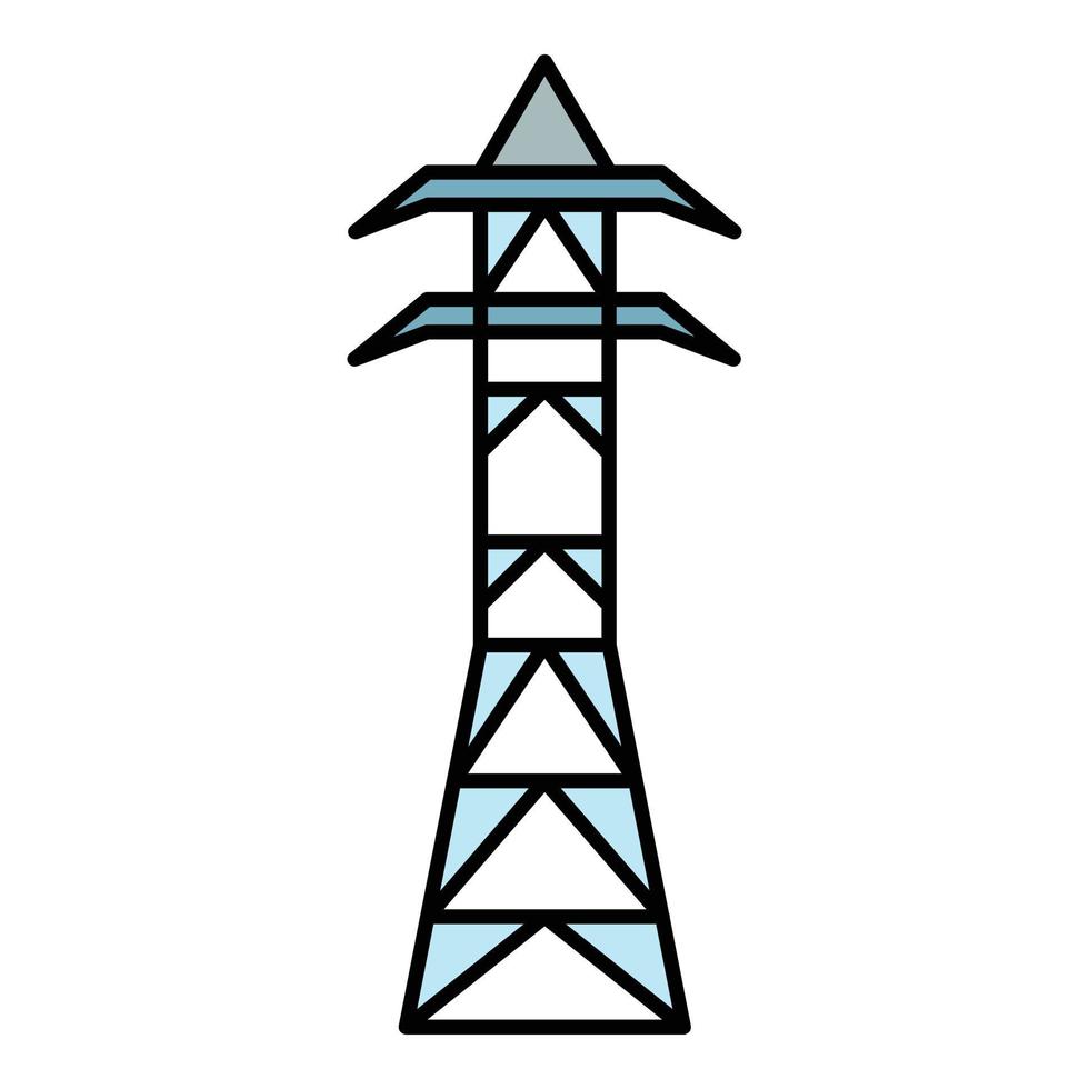 Steel electric tower icon color outline vector