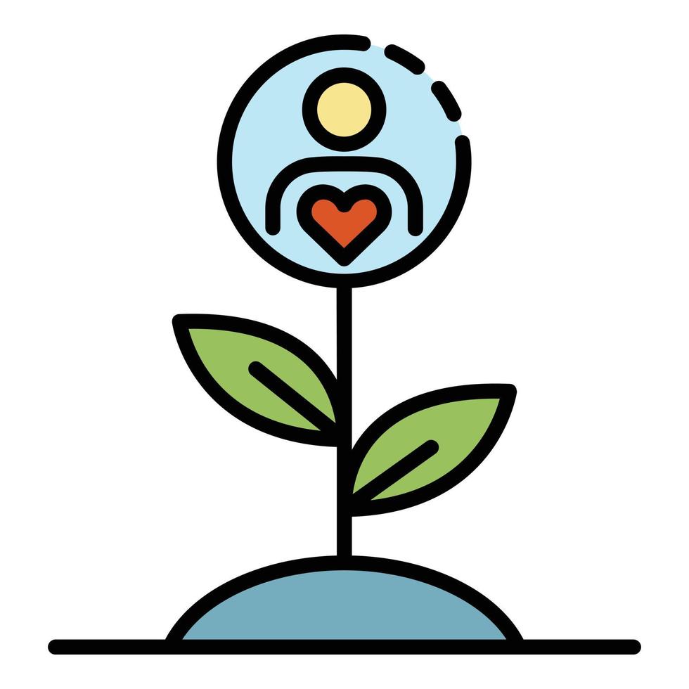 vector de esquema de color de icono de planta de amor de caridad