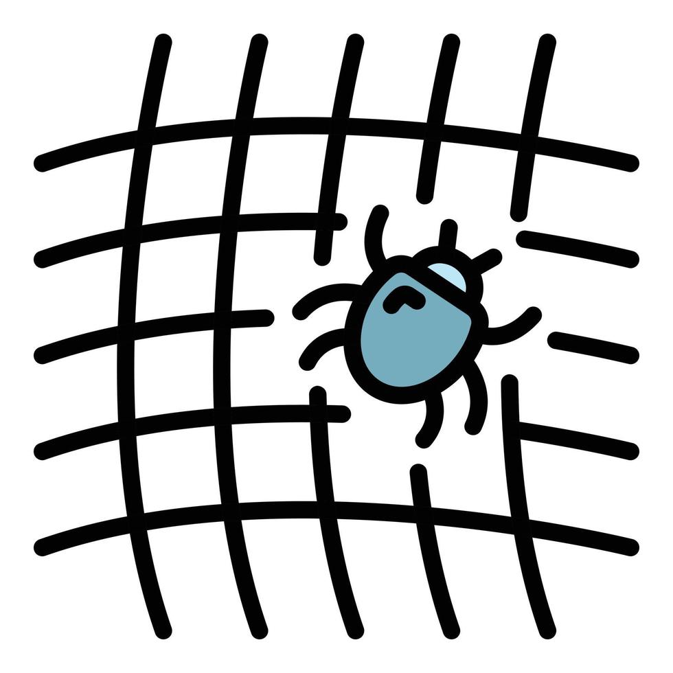Mite on net icon color outline vector