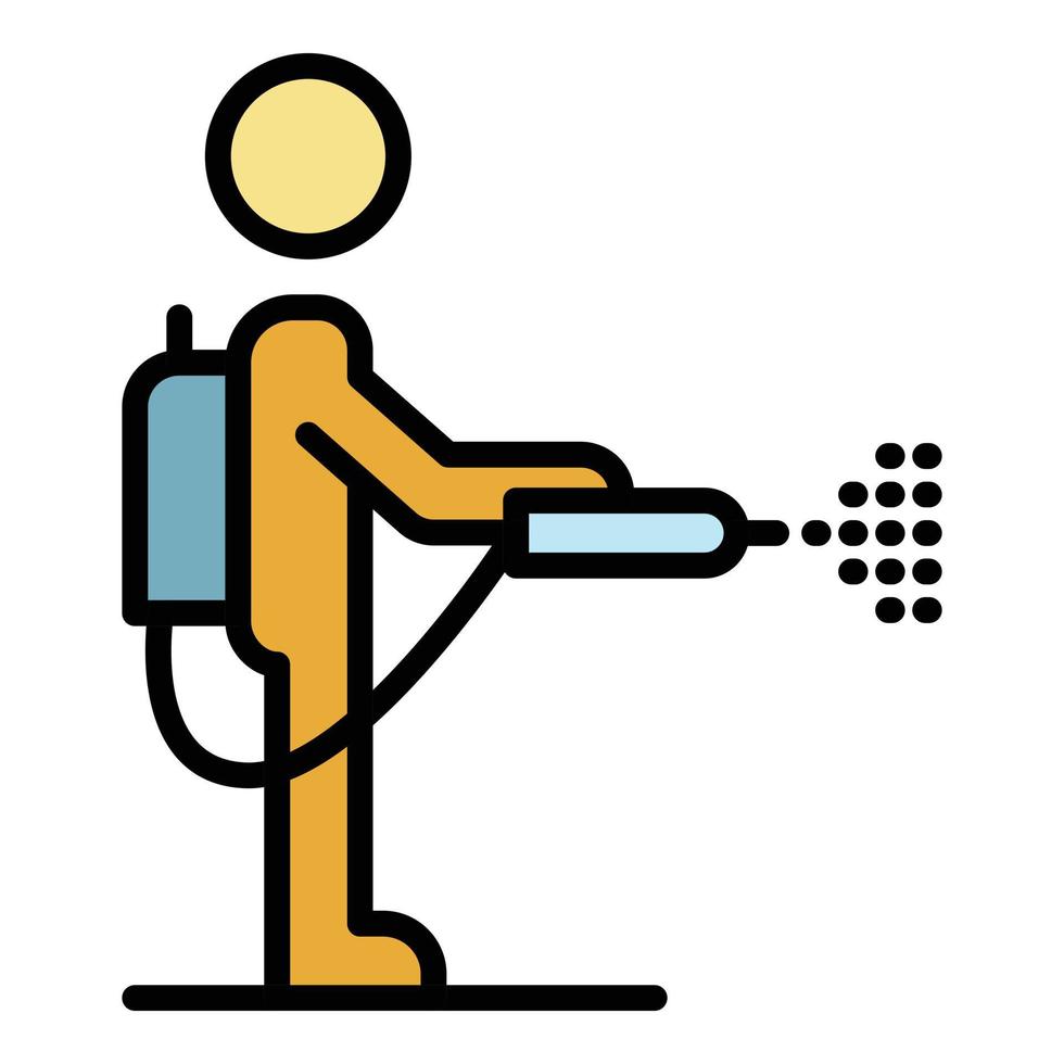 Mite disinfectant man icon color outline vector