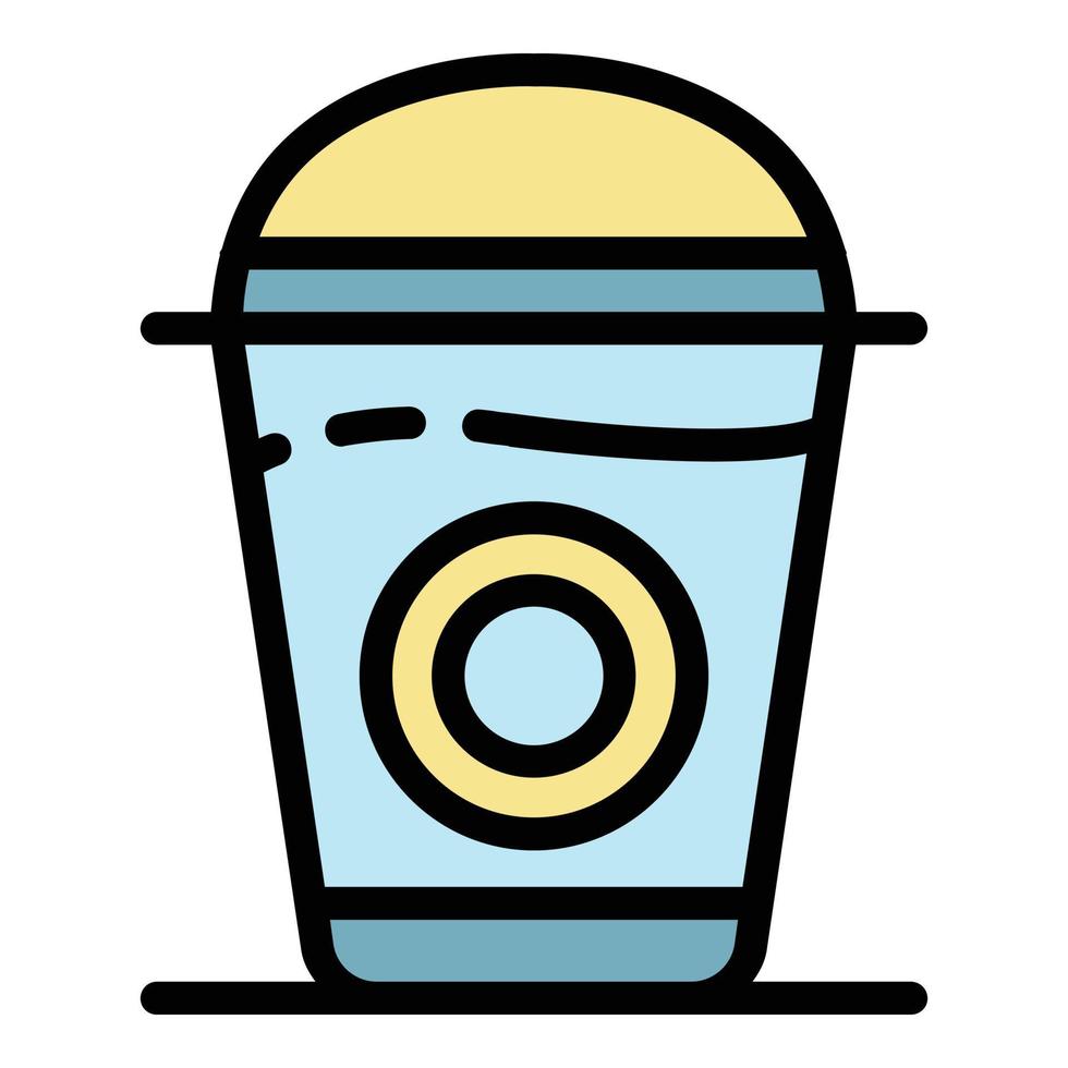 vector de contorno de color de icono de vaso de plástico de café