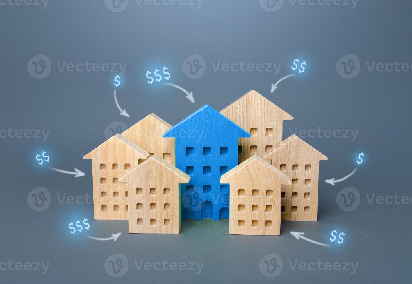 Estimating the value of real estate on the market. Property valuation. Smart House. New modern high-tech buildings. Choosing an apartment for rent. Economy class, business and luxury. Rental income. photo