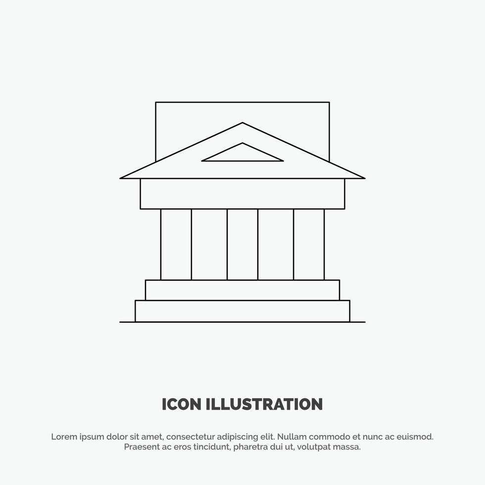 Bank Architecture Building Court Estate Government House Property Line Icon Vector