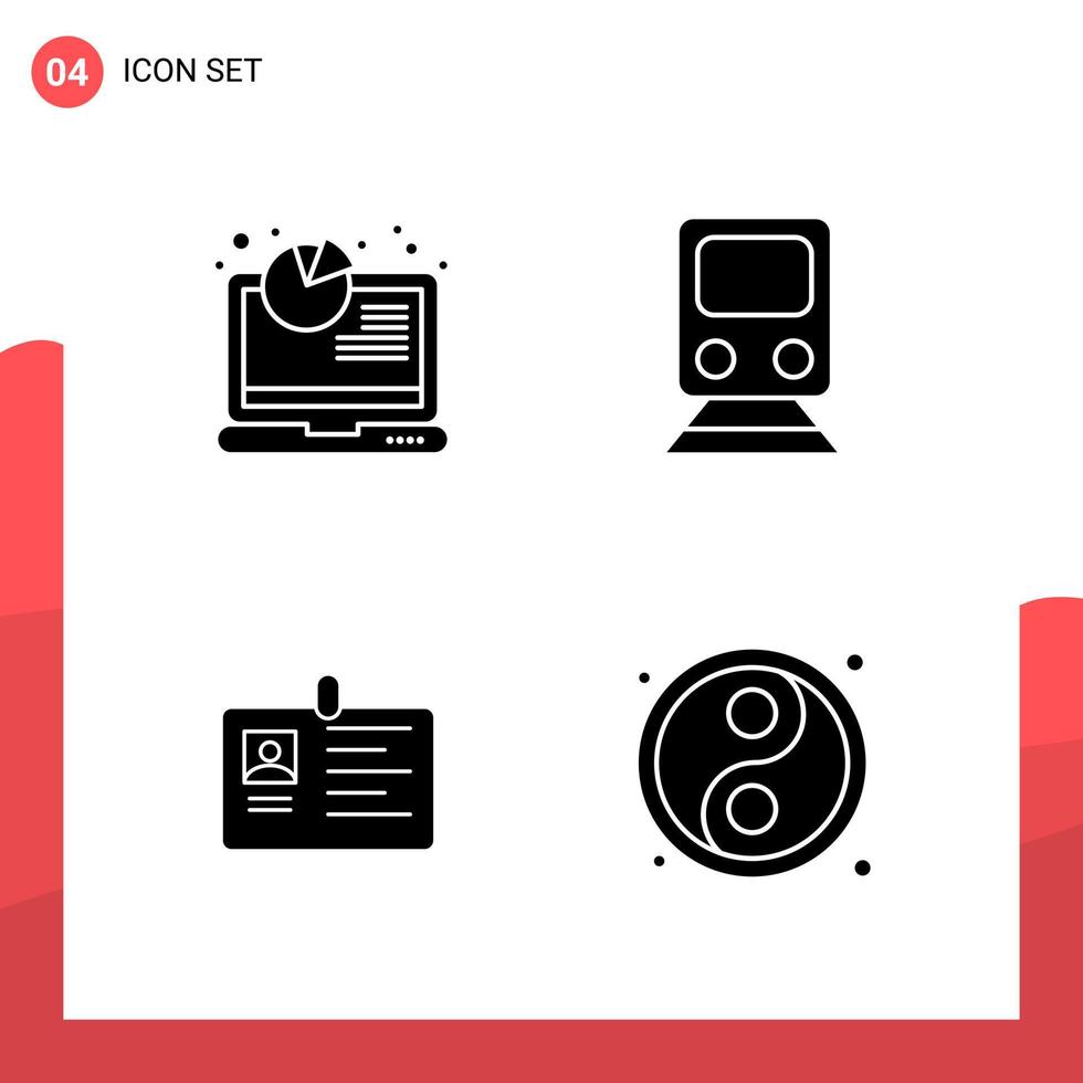 Pack of 4 Universal Glyph Icons for Print Media on White Background Creative Black Icon vector background