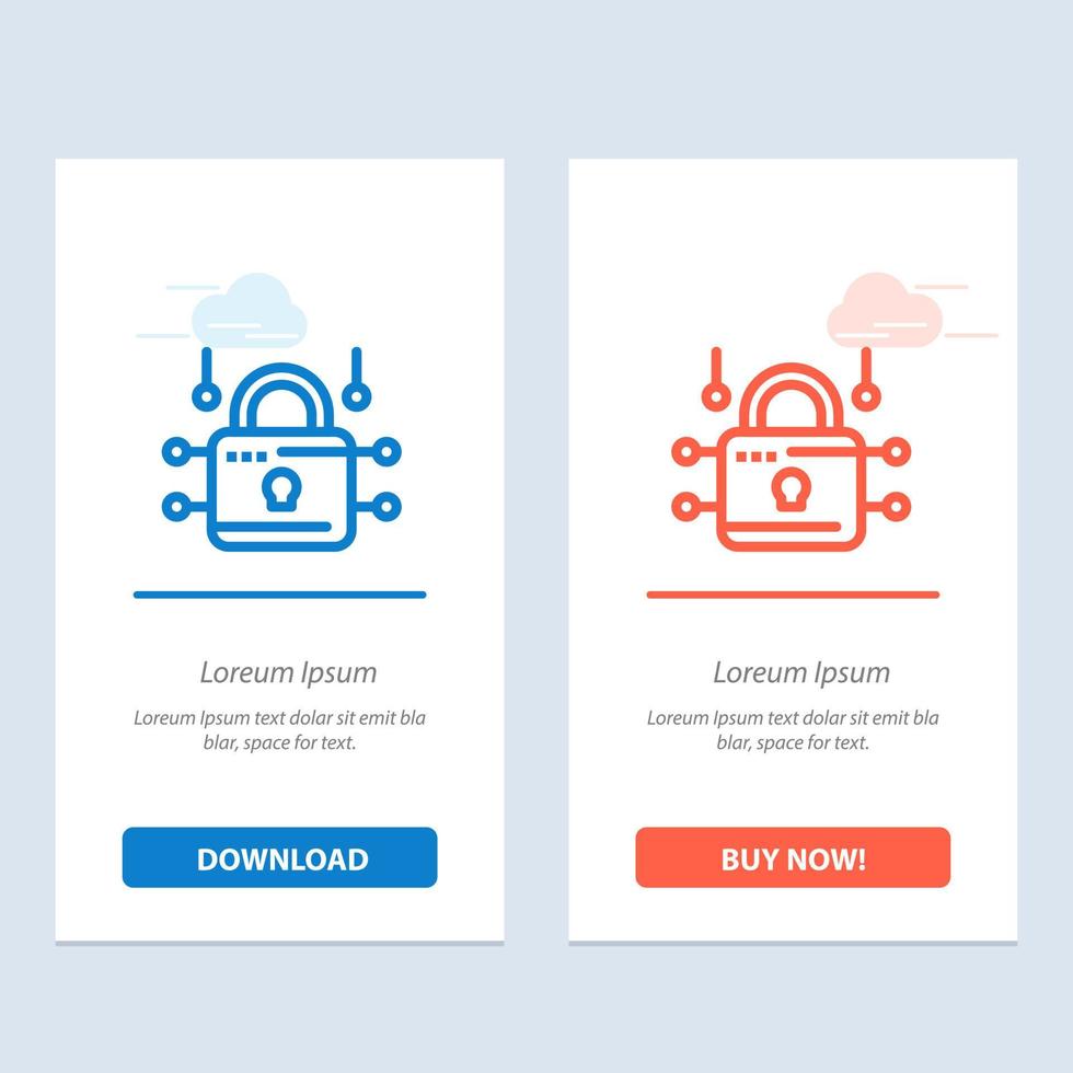 Lock Locked Security Secure  Blue and Red Download and Buy Now web Widget Card Template vector