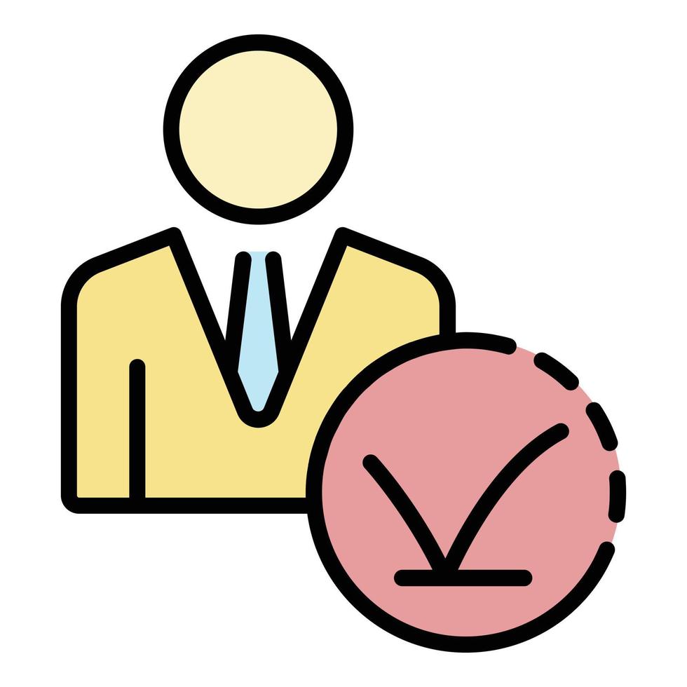 Recruitment man approved icon color outline vector