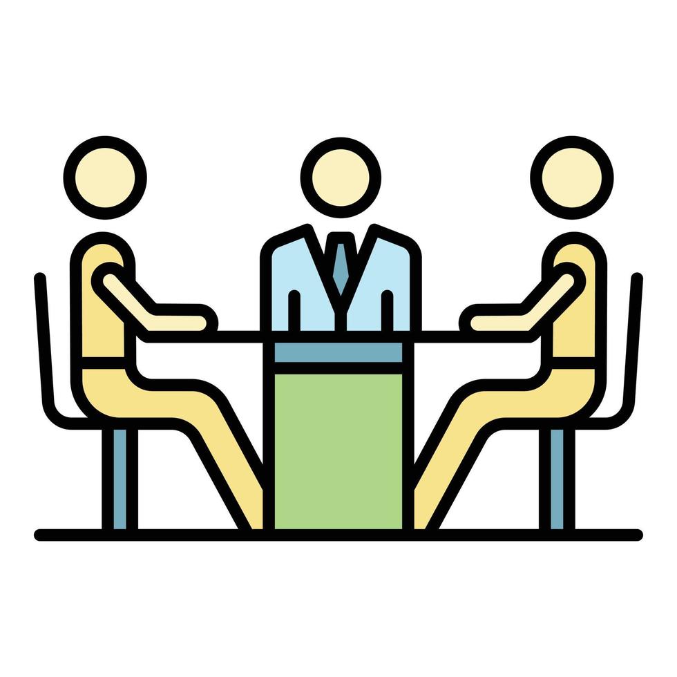 vector de contorno de color de icono de reunión de negocios