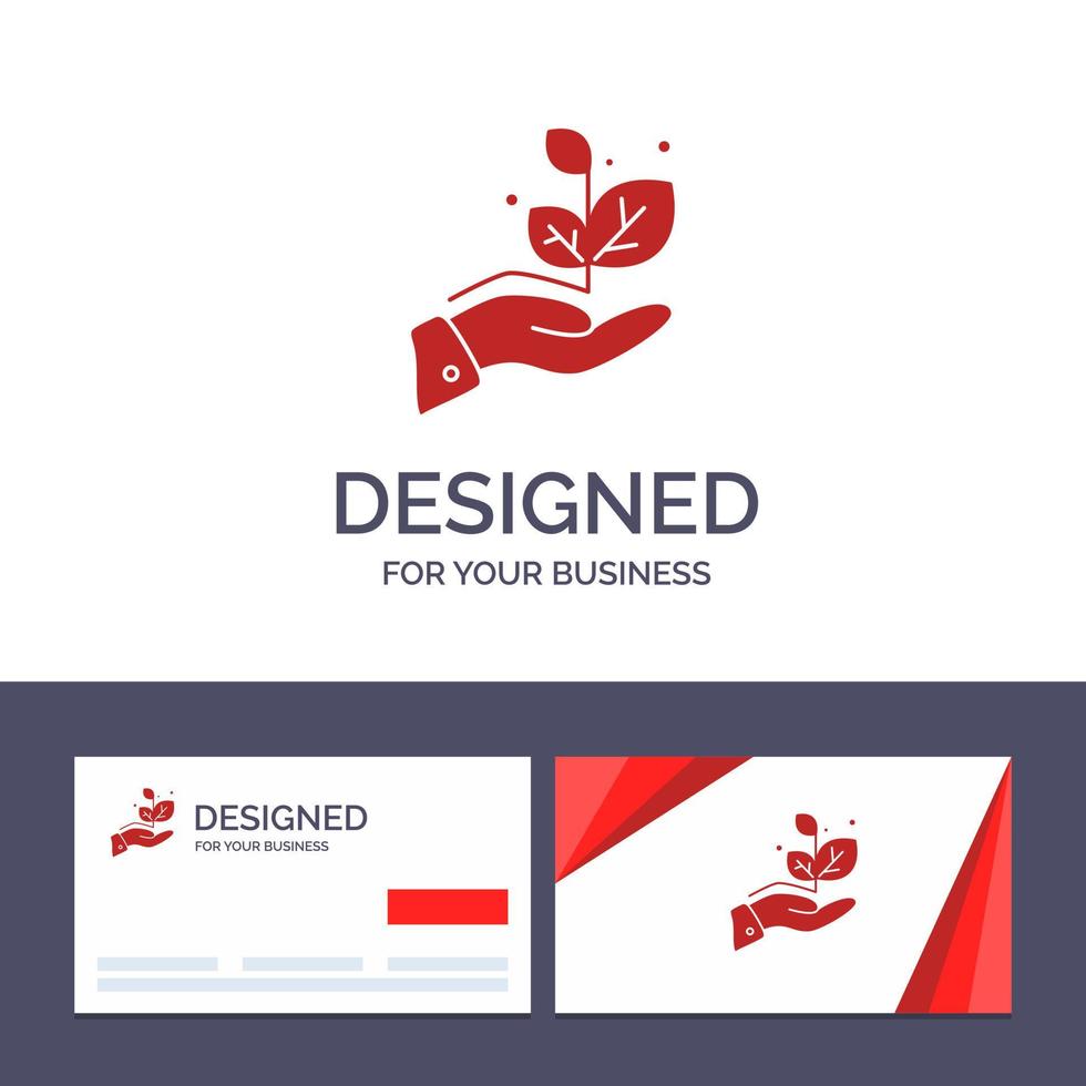 Creative Business Card and Logo template Growth Grow Hand Success Vector Illustration