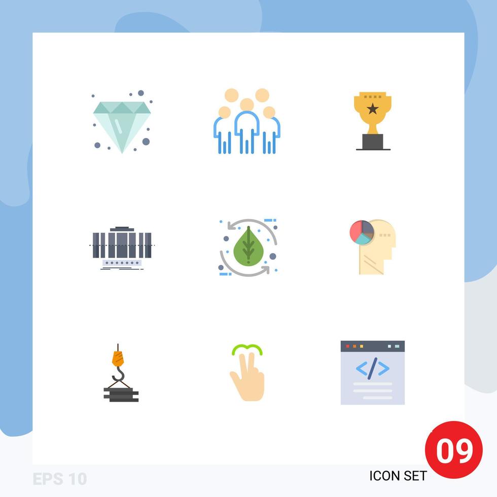 Mobile Interface Flat Color Set of 9 Pictograms of technology axis person vertical reward Editable Vector Design Elements
