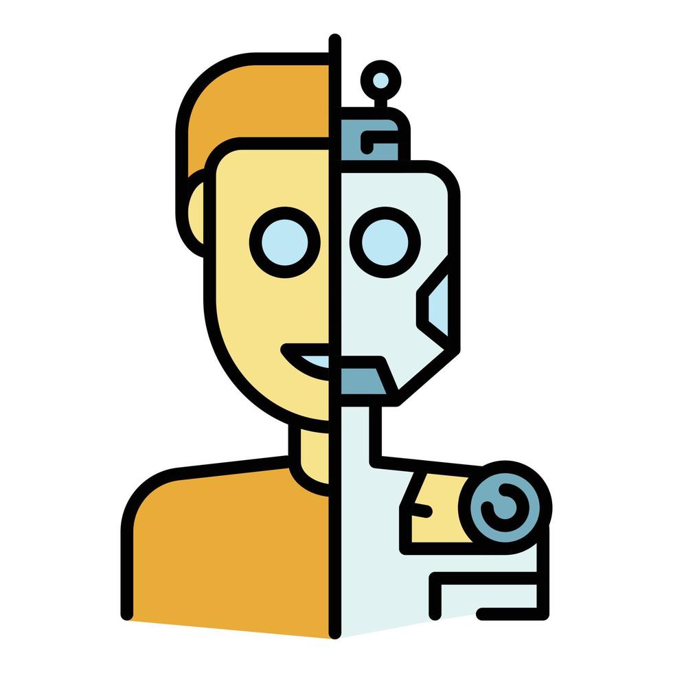 Humanoid in section icon color outline vector