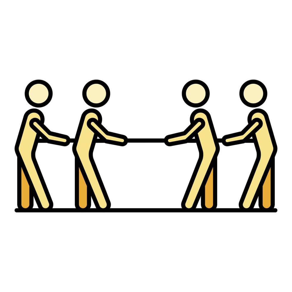 Four people tug of war icon color outline vector