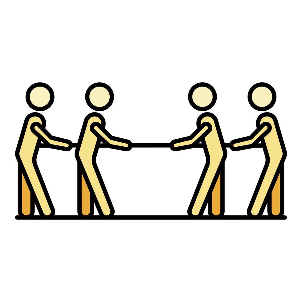 Four people tug of war icon color outline vector