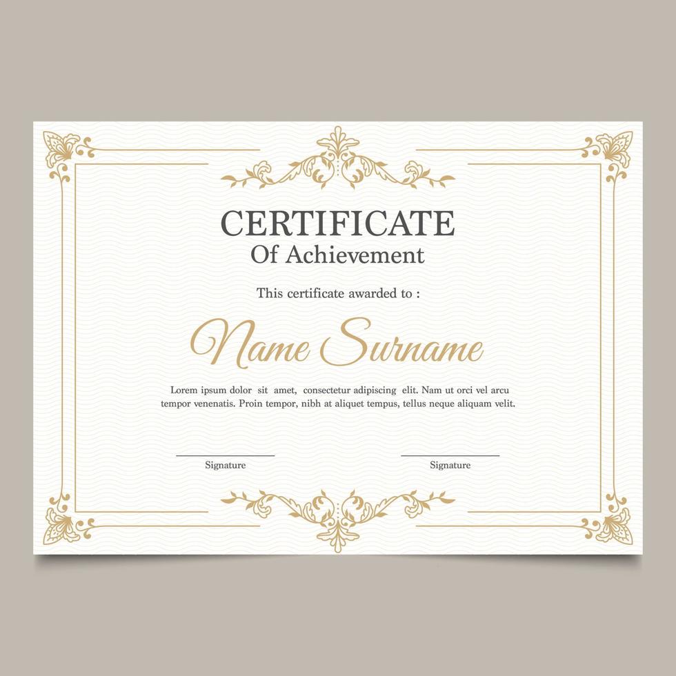 Certificate Template With Victorian Classic Style vector