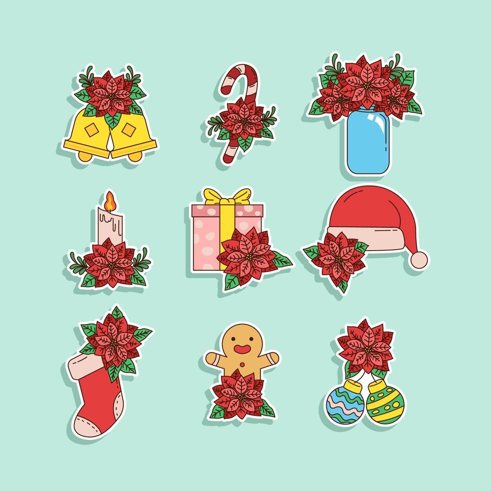 colección de pegatinas de flores de pascua vector