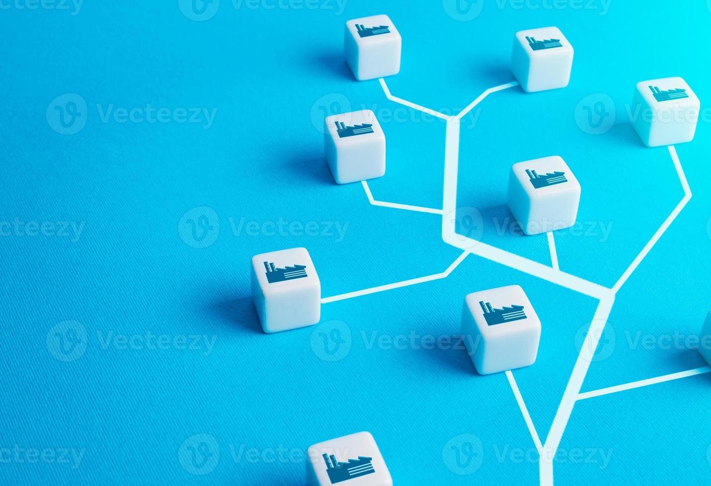 United enterprises and factories in economy tree. Supply of energy resources and raw materials. Oil and gas. Reorientation of supply chains in industry. Transport infrastructure. Engineering networks photo