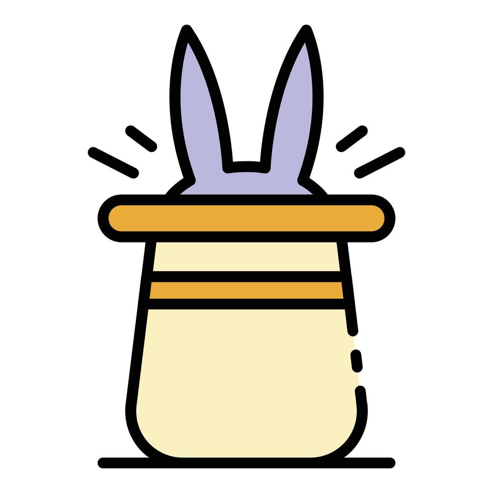 Rabbit in magic hat icon color outline vector