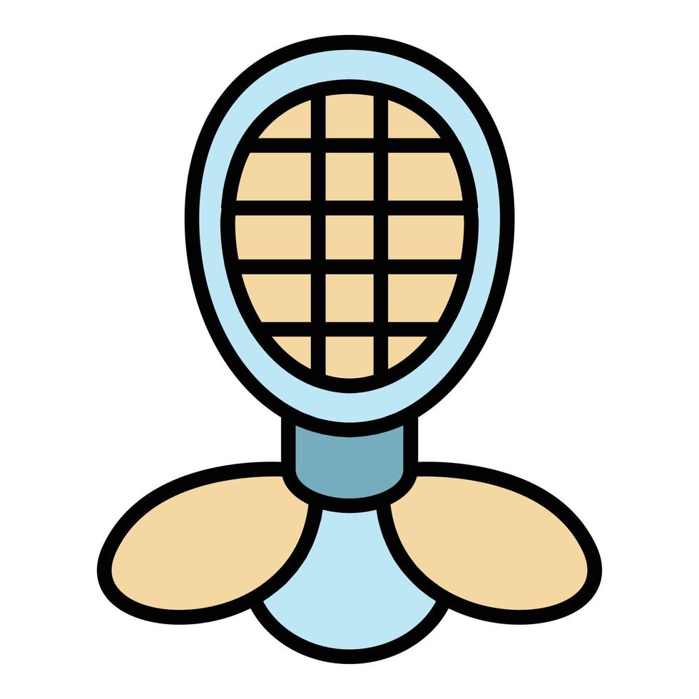 Fencing mask protect icon color outline vector