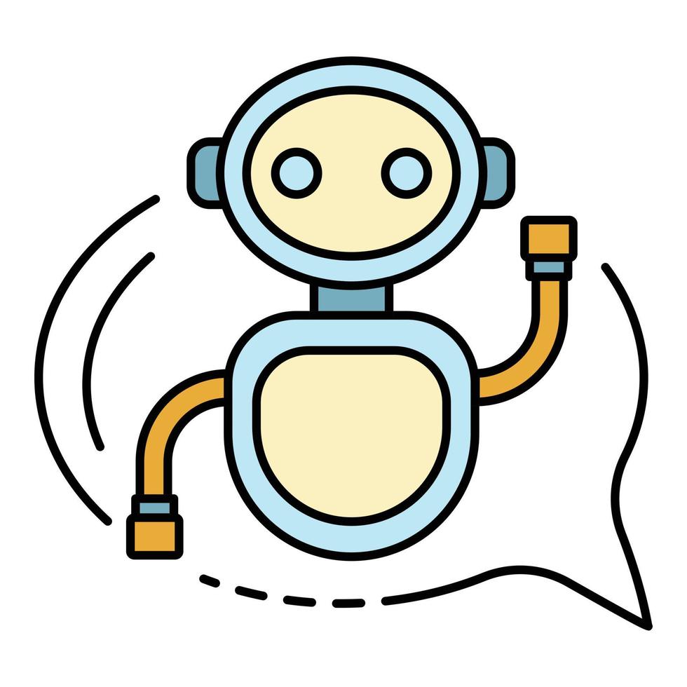 Chat bot in a bubble icon color outline vector