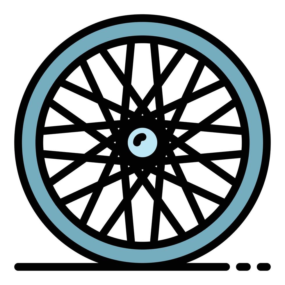vector de contorno de color de icono de rueda trasera de ciclismo