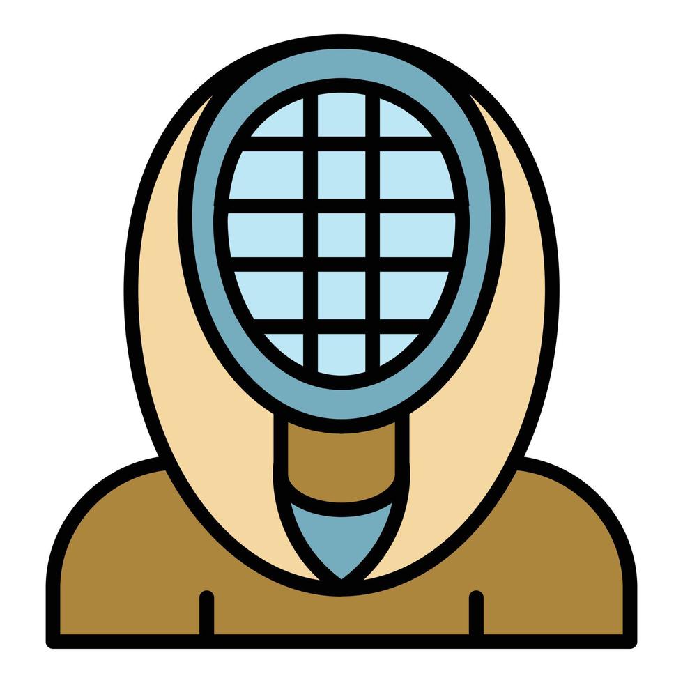 Fencing mask icon color outline vector