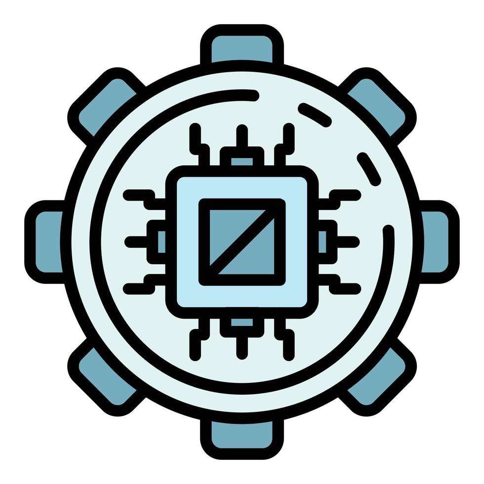 Ai processor icon color outline vector