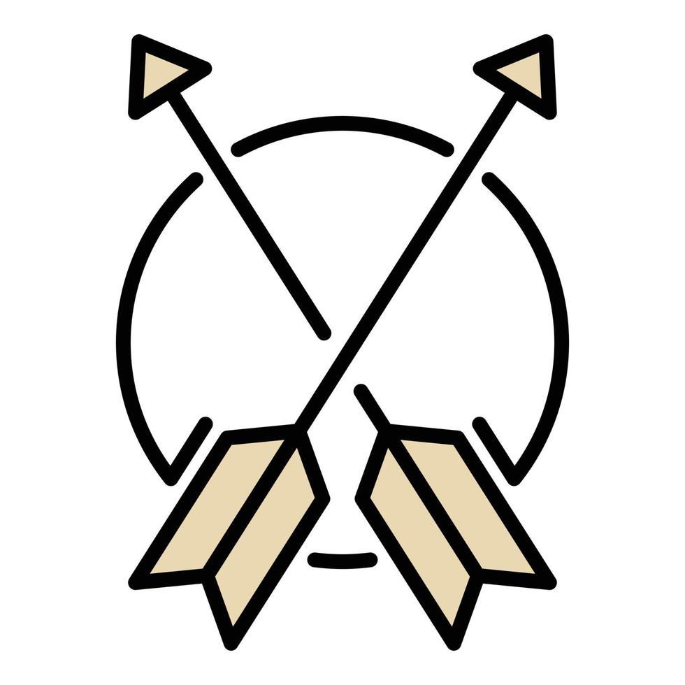 Crossed metal arrow icon color outline vector
