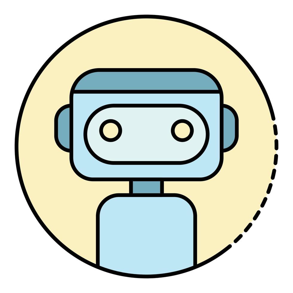 Robot in the circle icon color outline vector