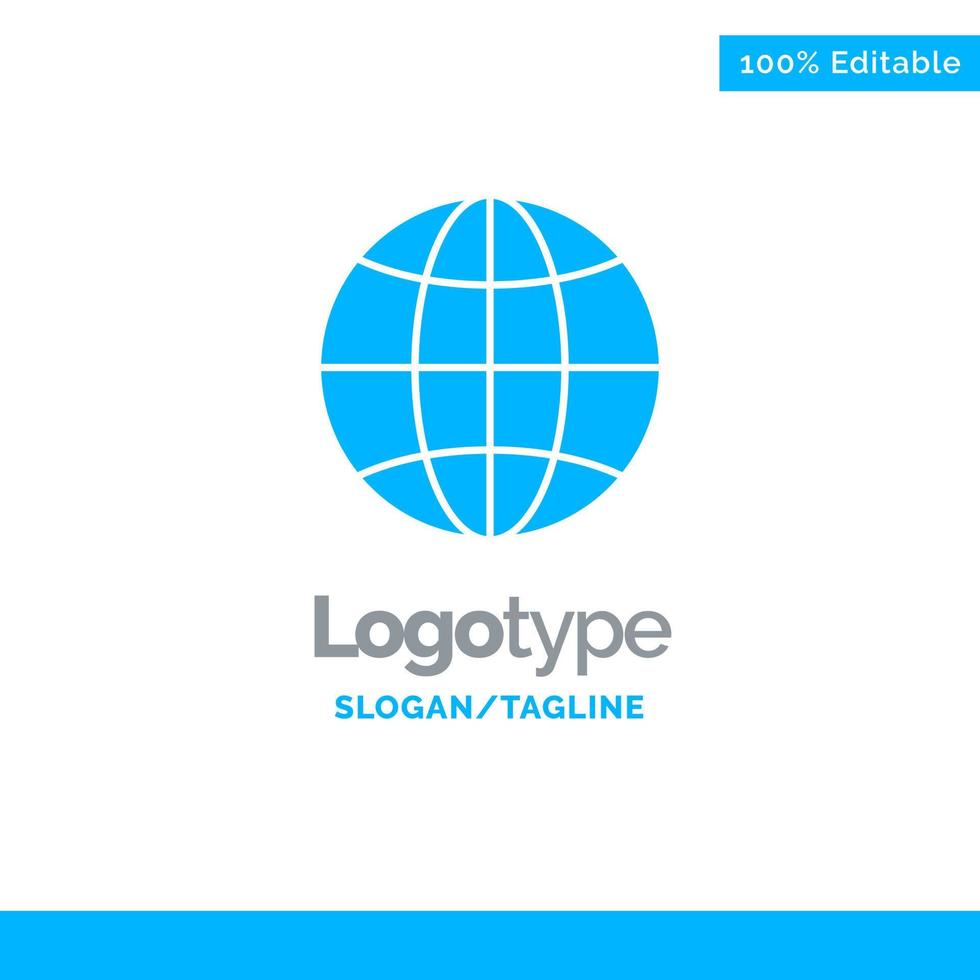 World Globe Internet Design Blue Solid Logo Template Place for Tagline vector