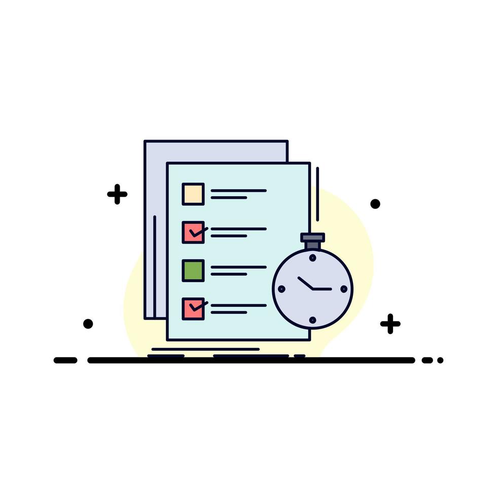 todo task list check time Flat Color Icon Vector