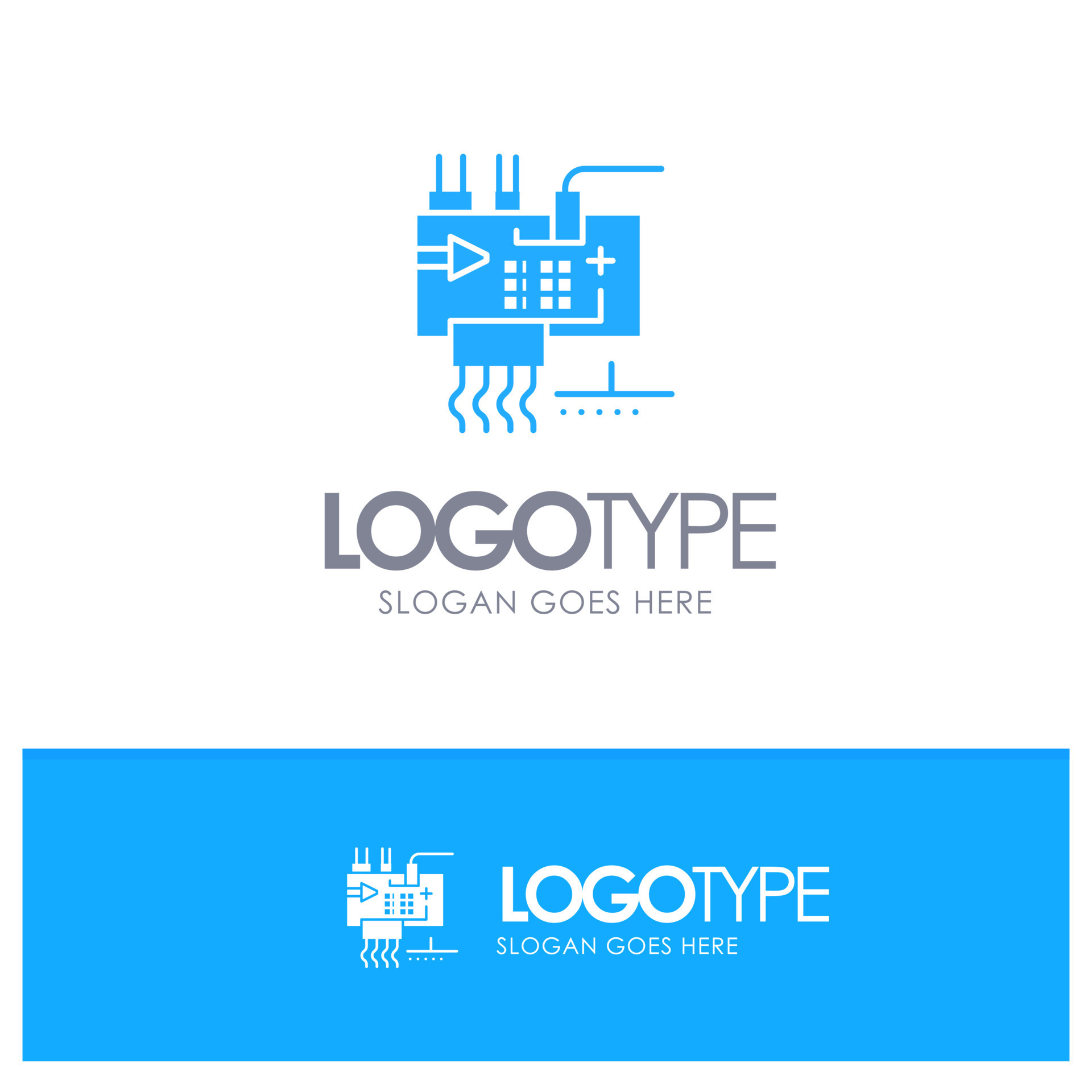 Assemble Customize Electronics Engineering Parts Blue Solid Logo with