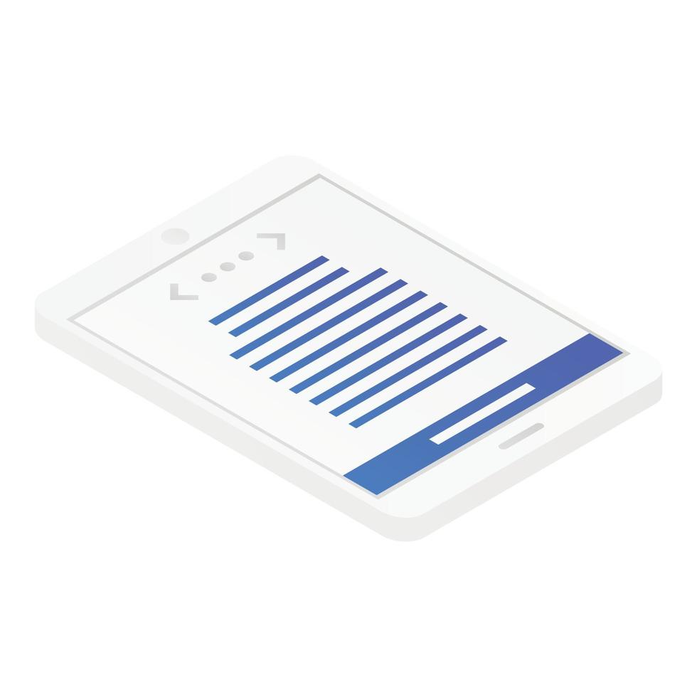 Tablet icon, isometric style vector