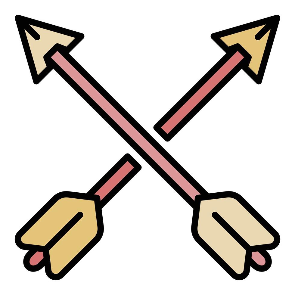 Crossed arrows icon color outline vector
