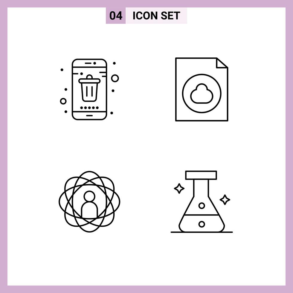 User Interface Pack of 4 Basic Filledline Flat Colors of app development mobile document research Editable Vector Design Elements