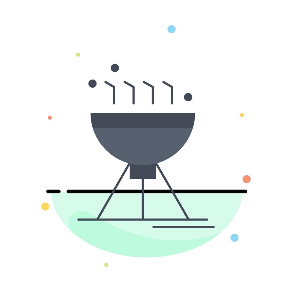 Cooking bbq camping food grill Flat Color Icon Vector