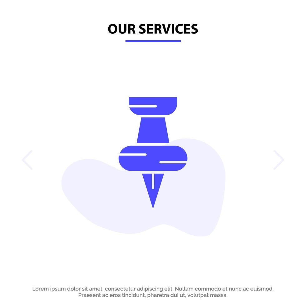 Our Services Education Pin Marker Solid Glyph Icon Web card Template vector