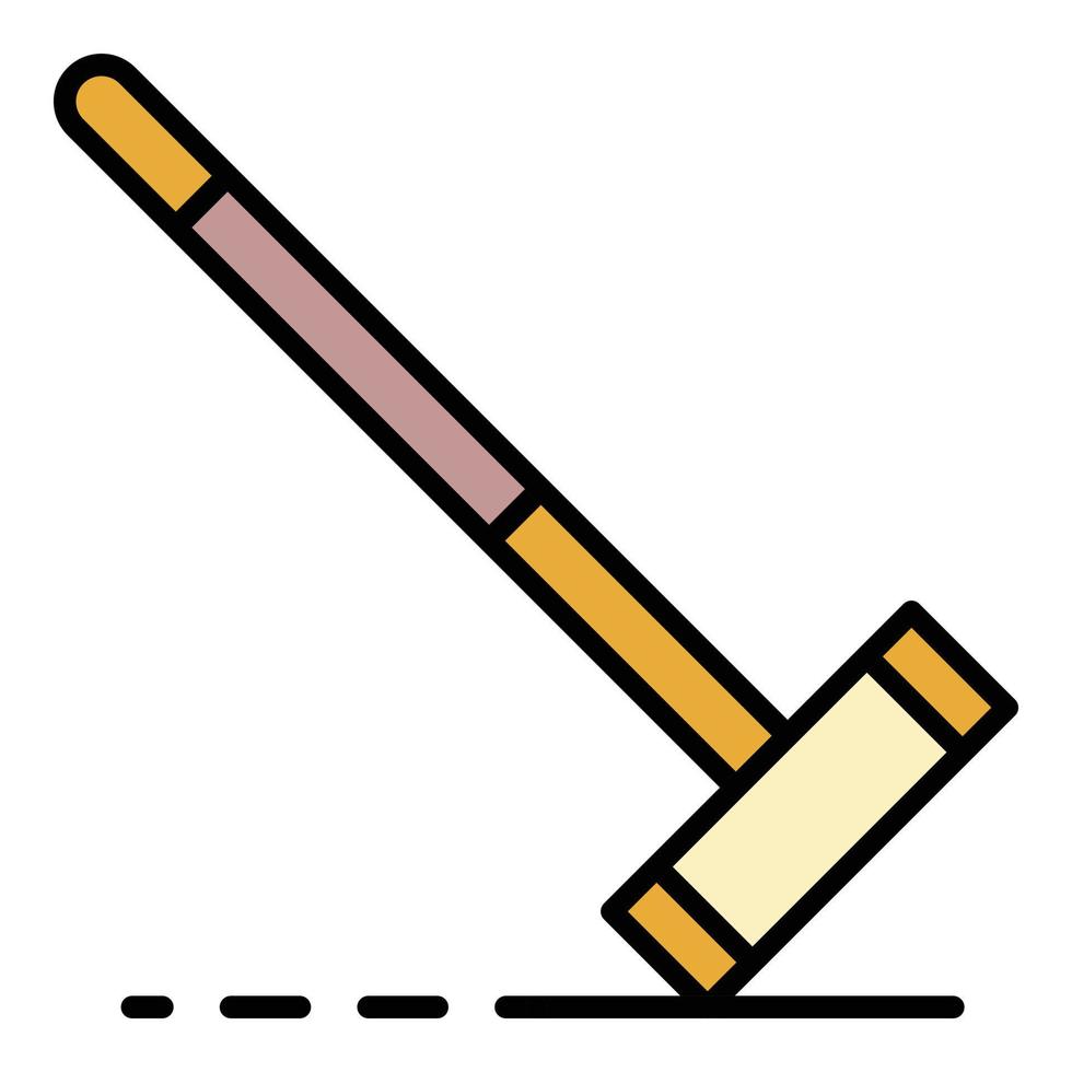 Croquet mallet icon color outline vector