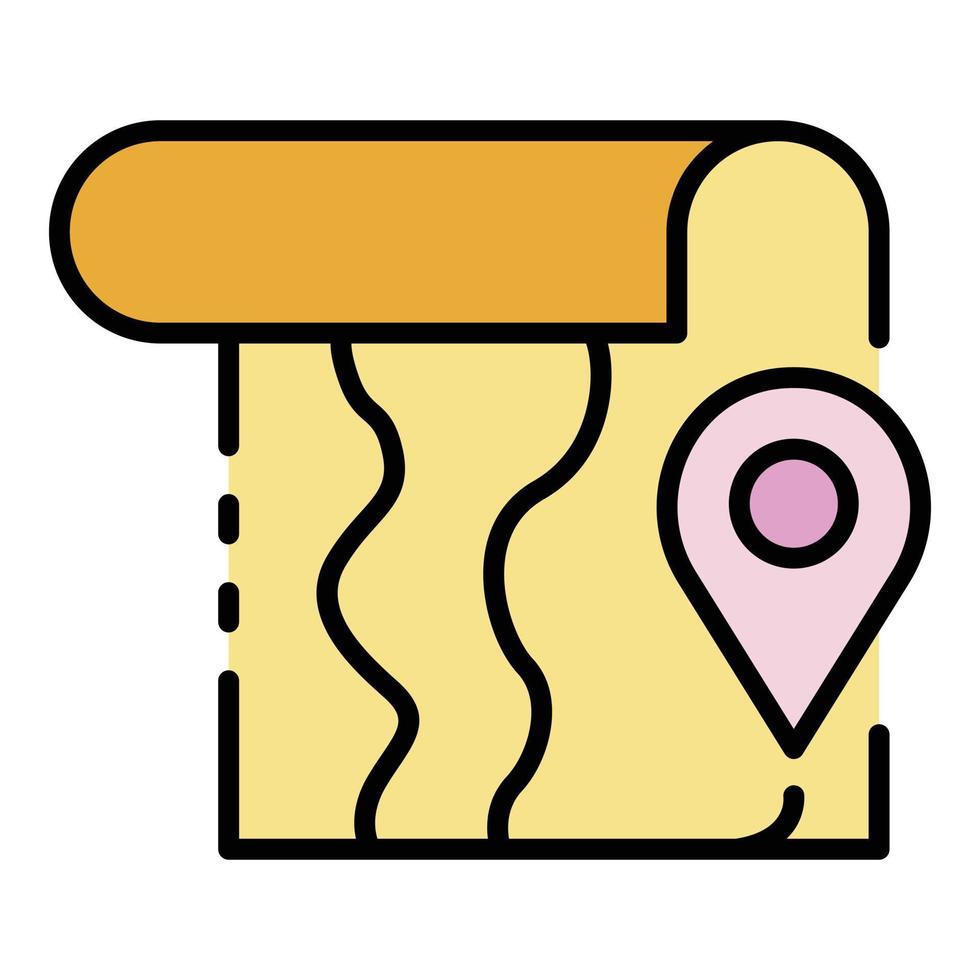 Pin hiking map location icon color outline vector