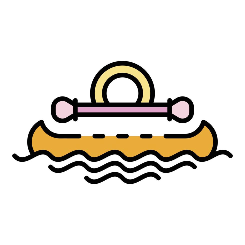 Kayak swimming icon color outline vector