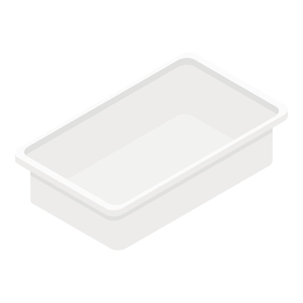 icono de caja de plástico de alimentos, estilo isométrico vector