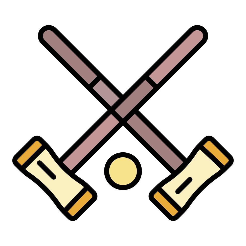 vector de contorno de color de icono de croquet cruzado