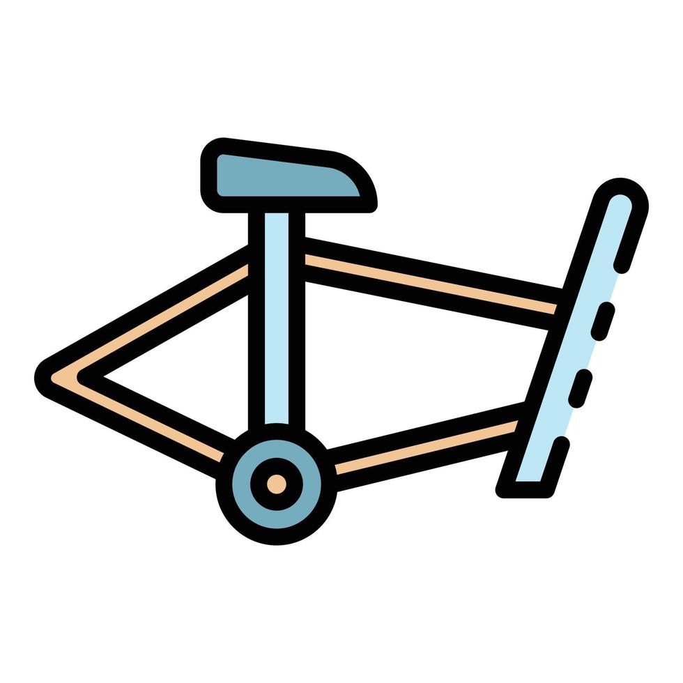 bicicleta, marco, icono, color, contorno, vector