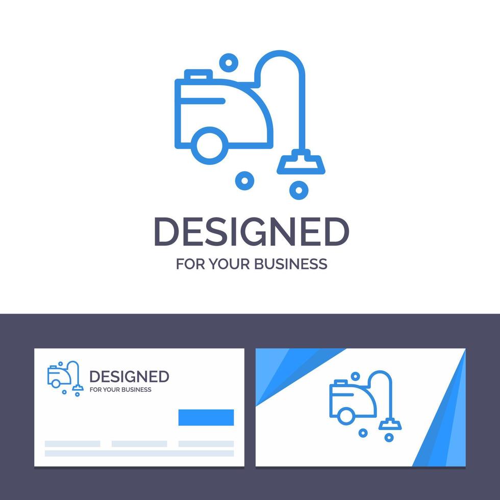 Creative Business Card and Logo template Clean Cleaner Cleaning Vacuum Vector Illustration
