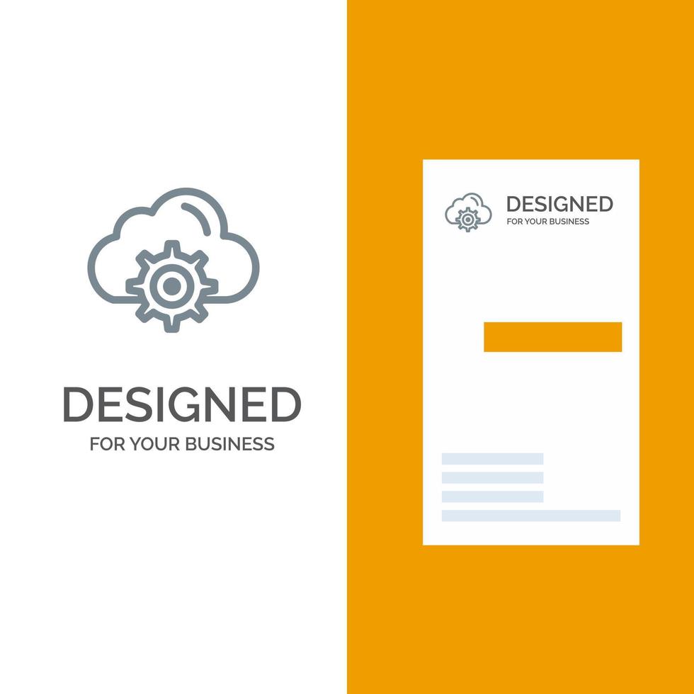 Cloud Setting Gear Computing Grey Logo Design and Business Card Template vector