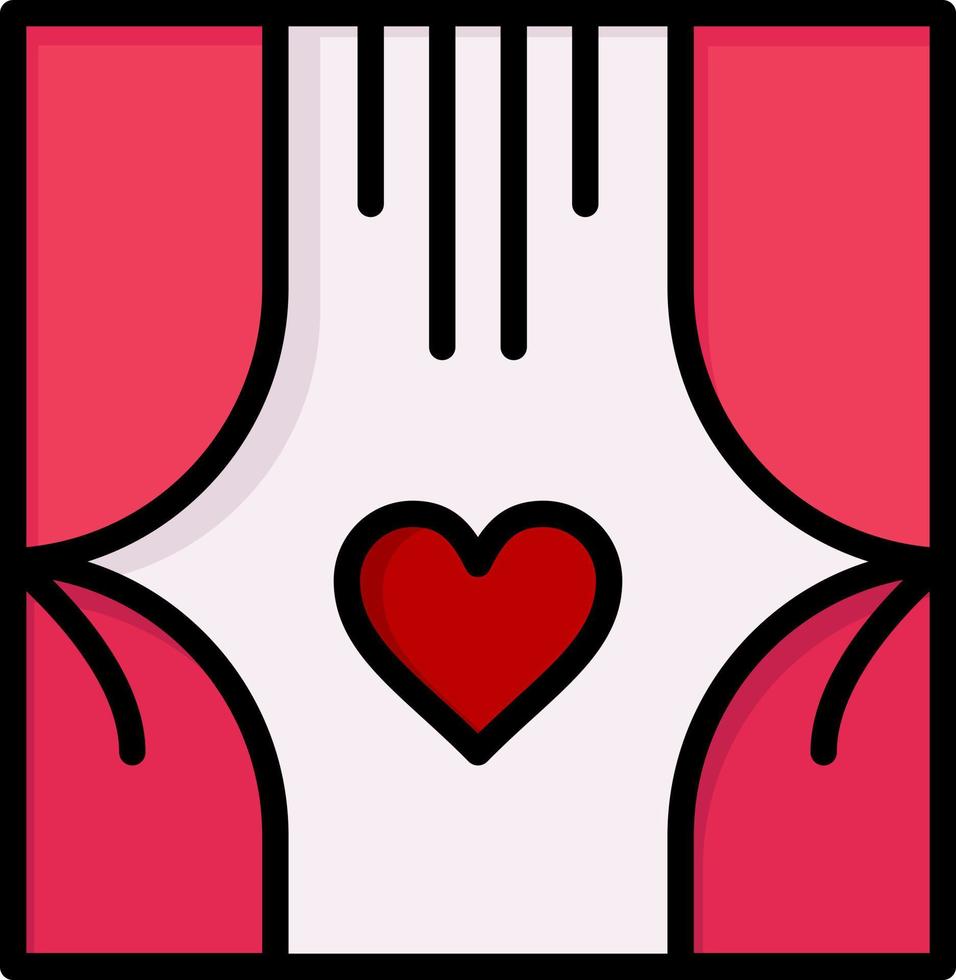 ventana habitación cortinas amor romance color plano icono vector icono banner plantilla