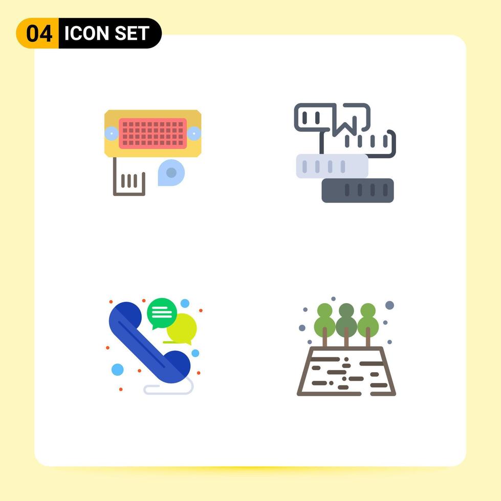 4 Universal Flat Icons Set for Web and Mobile Applications adapter chat input knowledge talk Editable Vector Design Elements